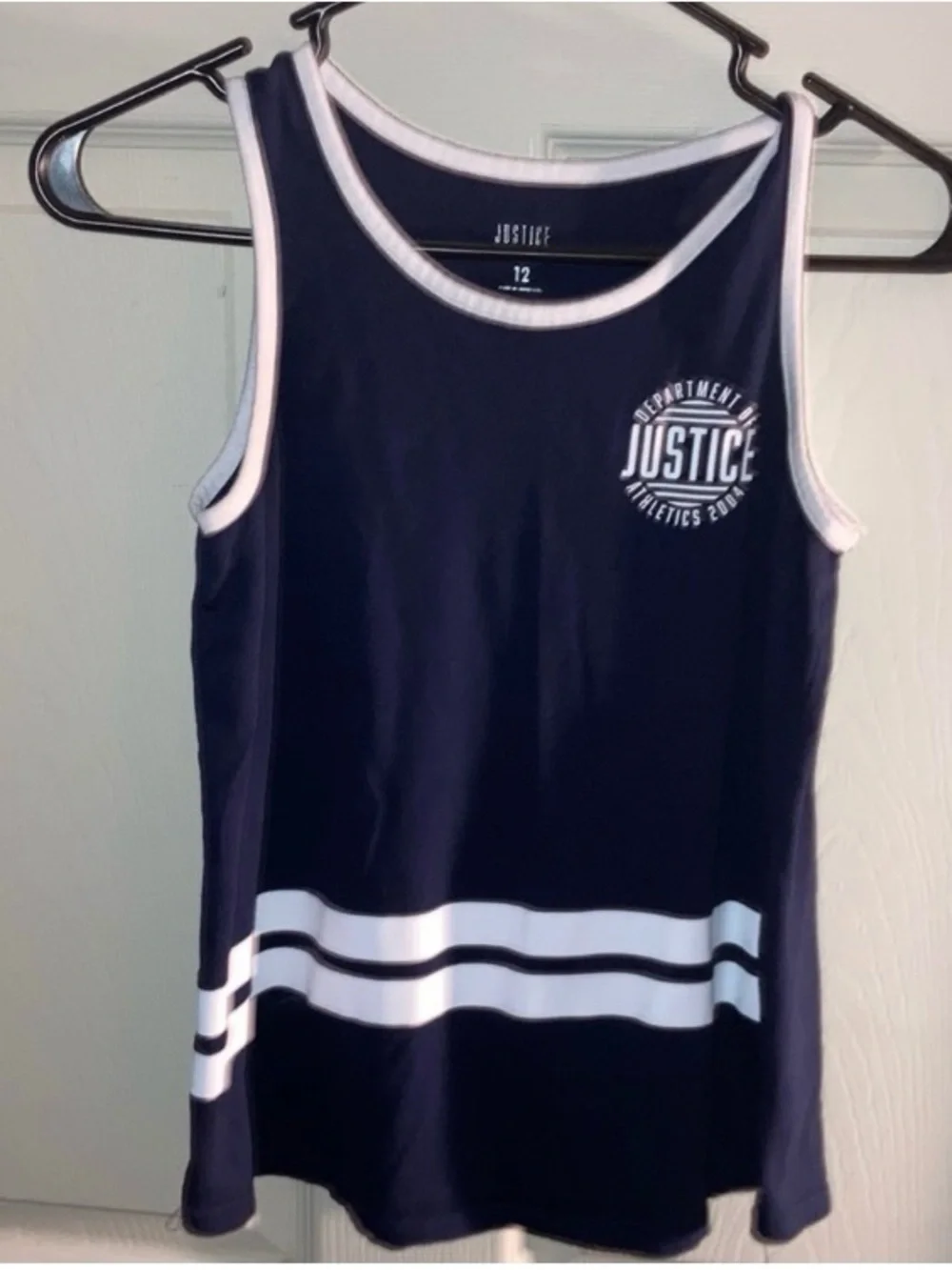 Justice Tank Top Set Navy and Whitest& Pink Stripe Sequin Tank Set - Girls S